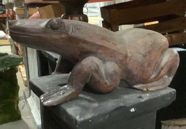 Wood carve large frog