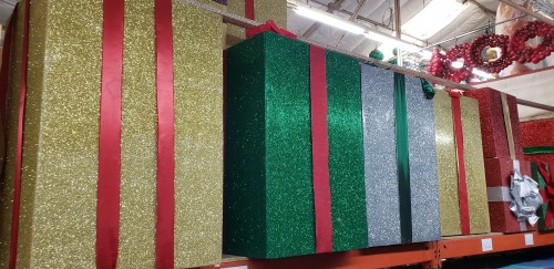 Oversize glitter wood presents 3'X2'X2'