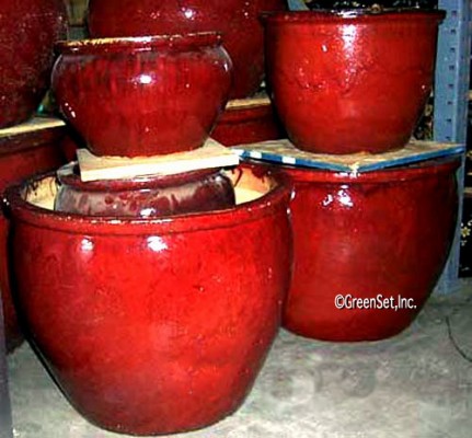 Assorted Glazed Oxblood Pots