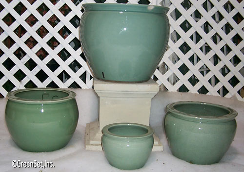 Celedon Fishbowl Pots