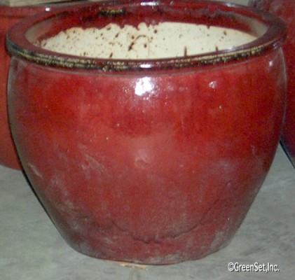 Oxblood Color Fishbowl Pot