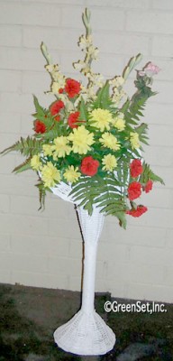 Wicker Pedestal Basket Arrangement