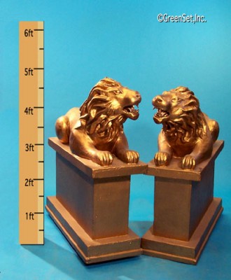 Gold Lion Pedestals