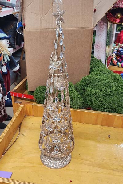 Gold & crystal tabletop tree/cone 24