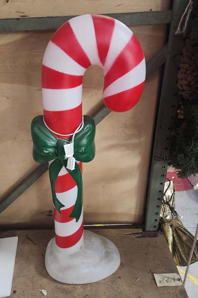 Candy Cane, lighted with green ribbon