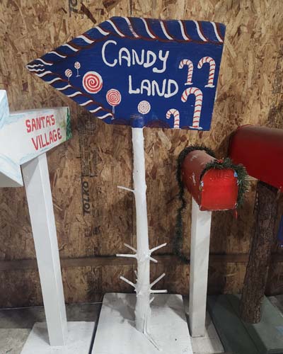 Side A Candy Lane, Side B Santa's sleigh parking